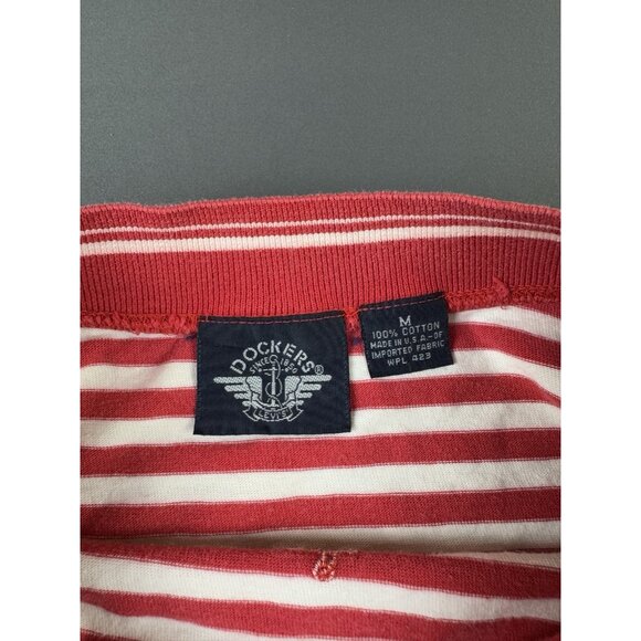 Vintage 90s Dockers Red Stripes Shirt Designer Streetwear Hype USA Made Medium - Picture 8 of 10